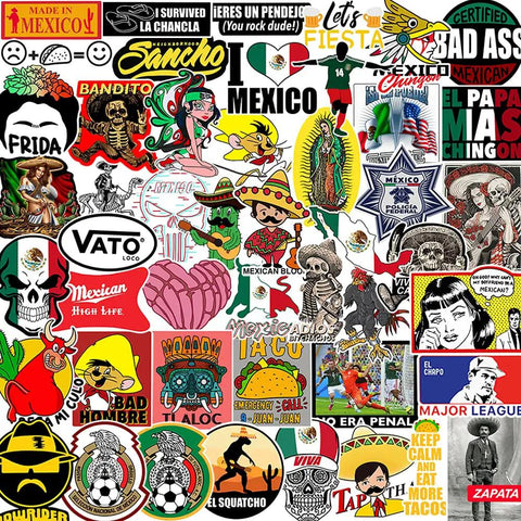 Patriotic Mexican Pride Sticker Pack For Helmets Laptops Water Bottles And Tool Boxes 100 Dope Durable Vinyl Decals Featuring Eagles Flags Tacos Bad Hombre Gringo Zapata Mexico Culture And More