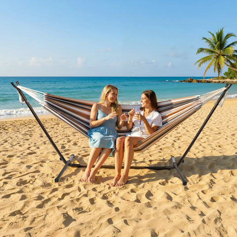 550 Lbs Capacity Hammock Stand With Portable Carrying Bag Heavy Duty Two Person Frame For Outdoors And Indoors Black Antique Finish