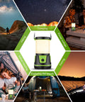 Beast Bright 3000 Lumen Rechargeable Lantern for hiking, camping, and emergencies, displayed with various outdoor activities.