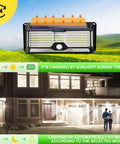 Ultra Bright Solar Outdoor Lights With 358 LEDs And Up To 3000 Lumens, Motion Sensor Floodlight on house exterior