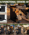 Rocket Stove For Camping And Outdoor Cooking Portable Wood Burning Stove With Storage Bag 15 Inch High Efficiency Outdoor Stove