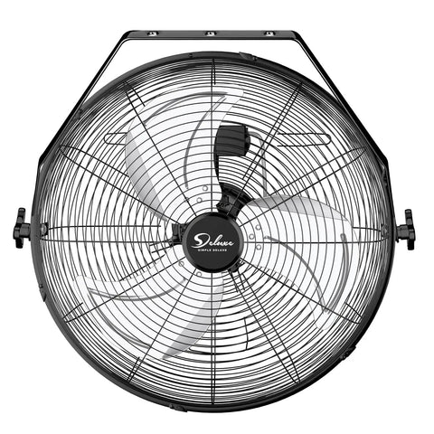 Industrial 20 Inch Wall Mount Fan With 3 Speed Heavy Duty Metal Build High Velocity Air Circulator Tilts 360 Degrees For Warehouse