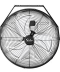 Front view of an 18 Inch Industrial Wall Mount Fan With Dual Ball Bearing Built To Move Serious Air High Velocity Air Circulator