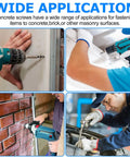 Concrete Screws Kit With Drill Bit And Driver Bit For DIY Projects used in masonry and automotive applications