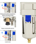 1/2 Inch NPT Compressor Air Dryer And Double Filter Regulator Combo With Brass 5 Micron Element installation steps
