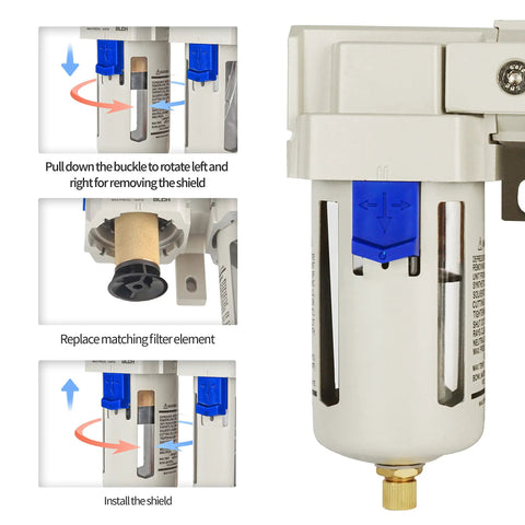 1/2 Inch NPT Compressor Air Dryer And Double Filter Regulator Combo With Brass 5 Micron Element installation steps