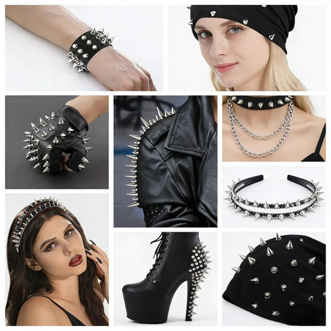 559 Piece Punk Studs And Spikes Kit With Cone Square Pyramid And Circular Rivets For DIY Clothing Leathercraft Accessories