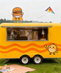 Mobile Food Truck And Snack Cart For Sale Featuring Custom Commercial Trailer Built For Coffee Stands And Burger Joints with vibrant yellow exterior.