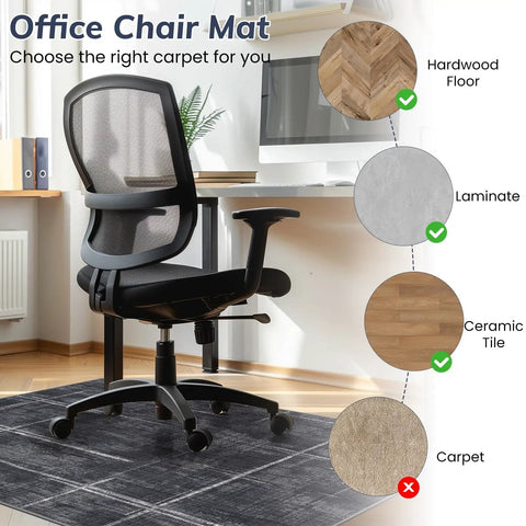 Office chair on 36 By 48 Inches Tough As Nails Office Chair Mat For Hardwood And Tile Floors, no slip, smooth glide surface