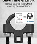 Heavy Duty Carbon Steel Inner Tie Rod Wrench With Low Profile 3/8 Inch Drive fits 30 to 33 millimeter steering ends, showing detailed design.
