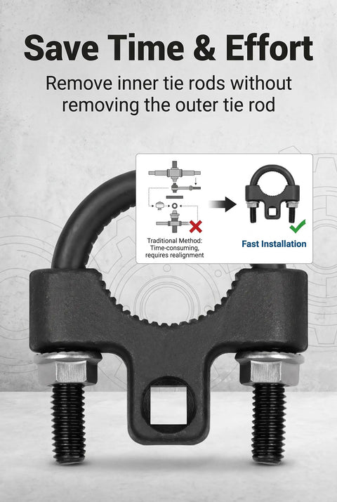Heavy Duty Carbon Steel Inner Tie Rod Wrench With Low Profile 3/8 Inch Drive fits 30 to 33 millimeter steering ends, showing detailed design.