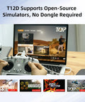 Person using 12 Channel RC Transmitter And R12F Receiver With Micro ELRS Support for simulator on laptop screen
