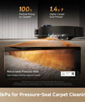 X60 Max Ultra Complete Robot Vacuum And Mop Slim 3.13In Ultra Thin Design With 35000Pa Suction vacuuming carpet close-up