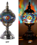 Turkish Mosaic Glass Decorative Table Lamp Handcrafted Night Light With Multicolor Beads Moroccan Lantern Inspired Home Decor
