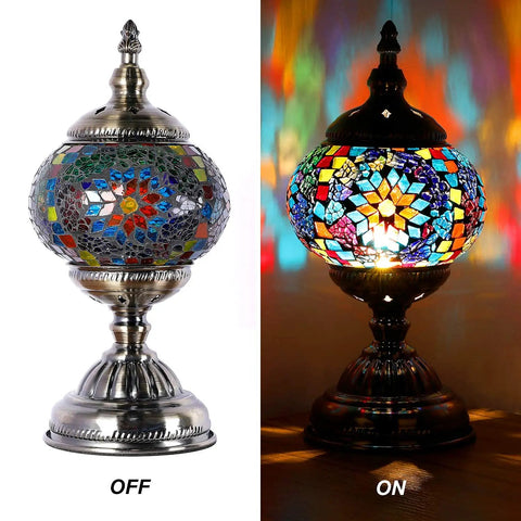 Turkish Mosaic Glass Decorative Table Lamp Handcrafted Night Light With Multicolor Beads Moroccan Lantern Inspired Home Decor