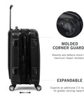 Kenneth Cole REACTION Renegade 20-inch expandable hardside spinner luggage, side view, black