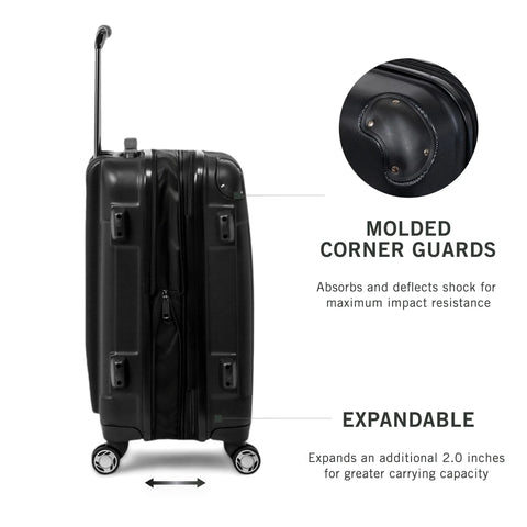 Kenneth Cole REACTION Renegade 20-inch expandable hardside spinner luggage, side view, black