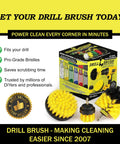 Power Scrub Drill Brush Attachment Set For Bathroom Tile Grout Cleaning with 3 nylon brush sizes and quick-change shaft