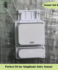 Straight Fire Garage Door Mounting Bracket For Entry Sensors on garage door, white steel design for SimpliSafe sensor setup.