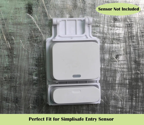 Straight Fire Garage Door Mounting Bracket For Entry Sensors on garage door, white steel design for SimpliSafe sensor setup.