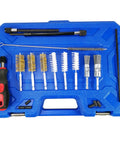 Blue case with 19 Piece Universal Injector Seat Cleaning Kit For Diesel Engines With Brass Brushes And Driver Tools