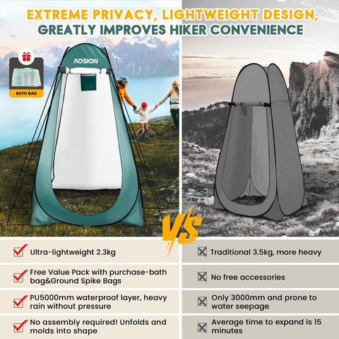 Extra Tall Pop Up Privacy Shower Tent For Camping And Beach Trips Easy Up Changing Room And Dressing Space Rain Shelter Sun Shade Canopy Perfect For Hiking Picnics Fishing In Army Green with lightweight design and easy setup.