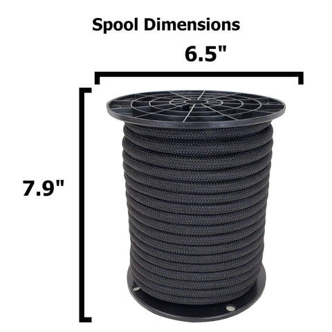 Heavy Duty 3/8 Inch Black Bungee Cord Shock Cord, Marine Grade Polyester With UV Resistant Jacket, 100 Ft Spool