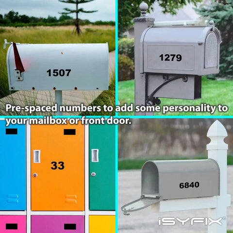 Black Vinyl Address Numbers Stickers 2 Inch Self Adhesive Premium Die Cut Pre Spaced Two Pack For Mailbox Signs Windows Doors Cars Trucks Homes Businesses Indoor Outdoor Use shown on mailboxes and lockers