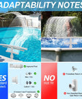 Epic Pool Fountain With Lights For Above Ground And Inground Pools, Solar Powered Dual Layer Waterfall Sprinkler, compatibility info