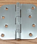 Stainless Steel Ball Bearing Door Hinges Four Inch With Five Eighth Inch Radius Non Removable Riveted Pin Security Hinges