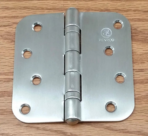 Stainless Steel Ball Bearing Door Hinges Four Inch With Five Eighth Inch Radius Non Removable Riveted Pin Security Hinges