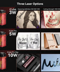 Comparison of three laser engravers including ICube Pro Max 10W Mini Laser Engraver With Smoke Filter And Temperature Alarm.