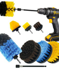 9 Pcs Drill Brush Attachments Set With Soft And Hard Bristles, Horsehair Brush, Scouring Pads, Scrub Sponge, and Extended Reach Tool