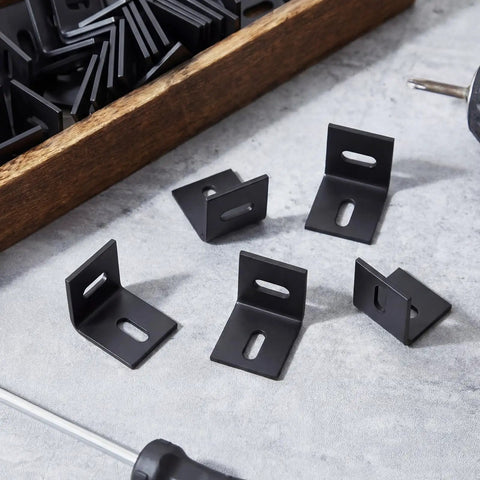 Tough As Nails Table Top Fasteners Heavy Duty Steel Furniture Connectors Classic Black, 1x1 inch brackets for woodworking projects.