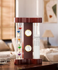 4 In 1 Indoor Weather Station With Glass Galileo Thermometer Fitzroy Storm Glass Precision Quartz Clock And Hygrometer on cherry base