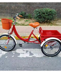Adult Tricycle With Back Cabin Cargo Trike For Seniors And Outdoor Fun, Dual Front And Rear Brakes, Red