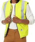 Hi Vis Insulated Vest With Reflective Trim For Job Site Work Arc Rated To ATPV 45 Cal UL NFPA 2112 Compliant yellow large