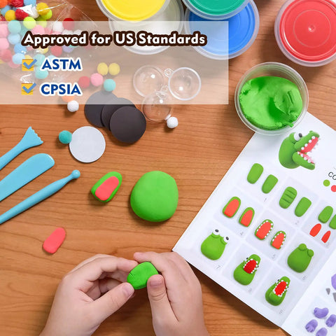 Child shaping clay from Air Dry Clay Kit For Kids Make 8 Fridge Magnets No Oven Needed Easy To Shape Bright Colors In Resealable Containers Kid Friendly Craft Set For Fun Arts And DIY Projects