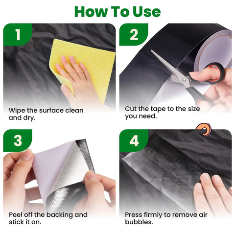 Step-by-step guide using Waterproof Self Adhesive Patch Repair Tape Kit For Awnings Outdoor Canopies Tents RVs Canvas And Boat Covers