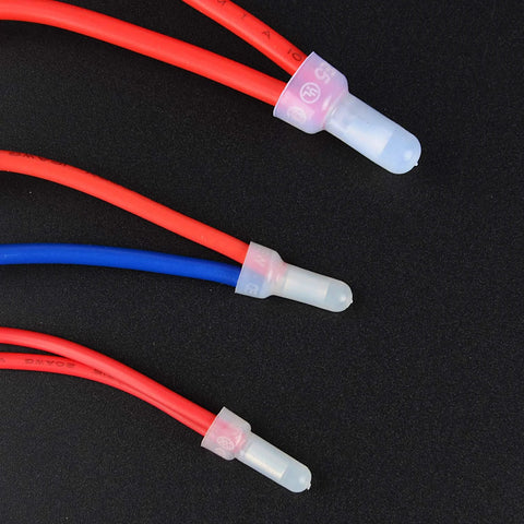 Nilight closed-end nylon crimp terminals; 3 insulated terminals on red and blue wires for 22-16/16-14/12-10 AWG
