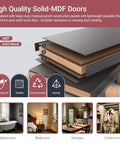 Cross-section view of high quality solid-MDF doors, showcasing waterproof, stable, and sturdy features for various rooms