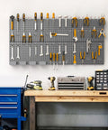 Garage Tools Organizer Board Kit with Hooks Four Black Wall Mount Panels for Easy Tool Storage Heavy Duty Hooks Pro Grade