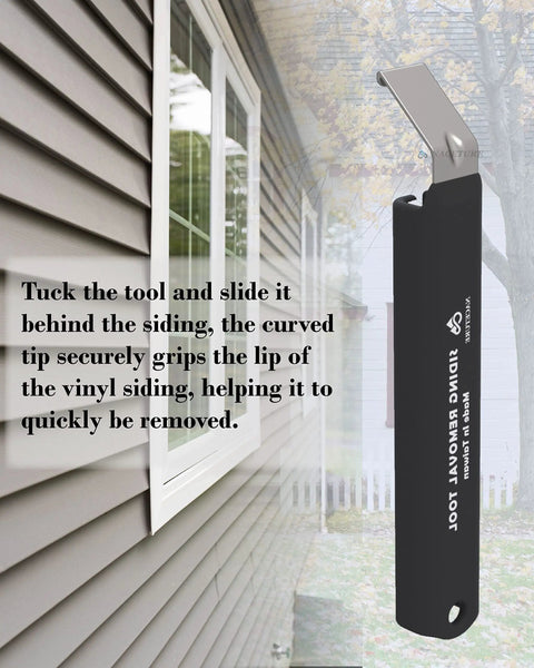 Vinyl Siding Removal Tool 7 Inch Heavy Duty Steel Hand Tool For House Siding Installation And Repair shown near house siding.