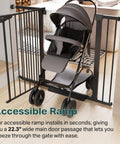 36 Inch Extra Tall Baby Gate For Stairs And Doorways Adjustable 29.7 To 40.6 Inch Wide Pressure Mounted Auto Close Gate For Dogs And Kids Kid Safe Pet Proof Indoor Use Durable Safety Gate Moms Choice Award Winner Black with stroller passing through gate