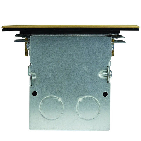 Tamper-Resistant Weather-Resistant 1-Gang Floor Box Kit With Screw Cap Cover for wood tile carpet floors, front view