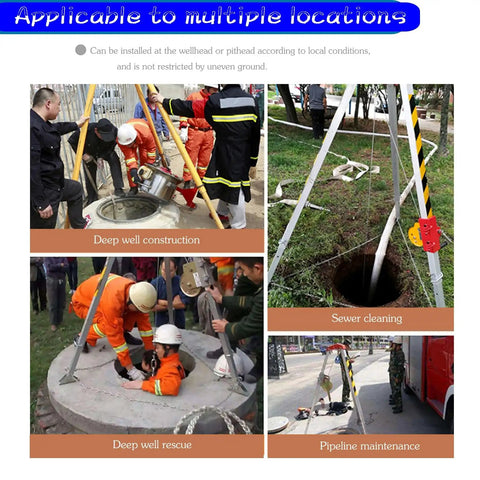 Tough As Nails Heavy Hitter Manual Emergency Rescue Tripod Winch 2600 Lbs Capacity used in deep well construction and rescue.