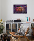 Illustrated Periodic Table Poster, 36 By 24 Inch Wall Art, Educational STEM Decor With Non-Toxic Archival Inks in modern living room.