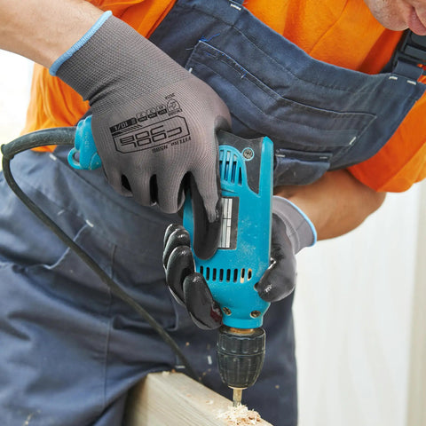 Nitrile Dipped Safety Work Gloves With Grip Non Slip Rubber Coated For Garden And Industrial Tasks For Men Large Gray Blue