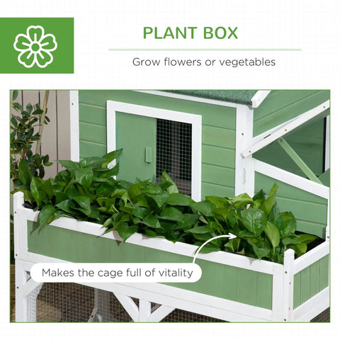 49 Inch Chicken Coop With Garden Space And Outdoor Run Cage Weatherproof Hen House green plant box detail
