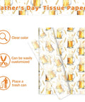 Beer Themed Tissue Paper Pack With 50 Sheets On 20x14 Inches featuring beer mugs and wheat designs for Father's Day.